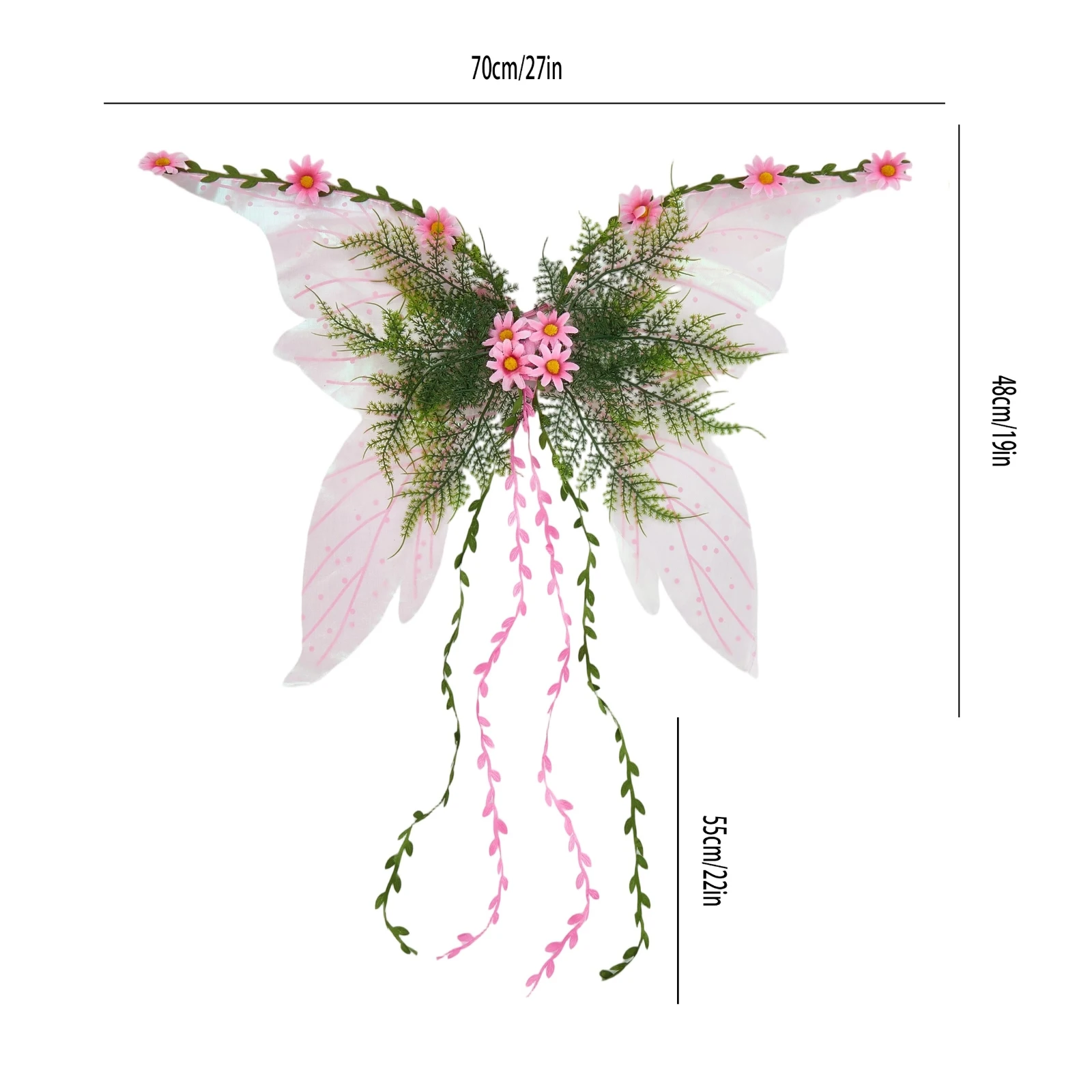 Butterfly Wing with Flowers Vines Lightweight Elegant Fairy Angel Wings for Girls Cosplay Party Accessories