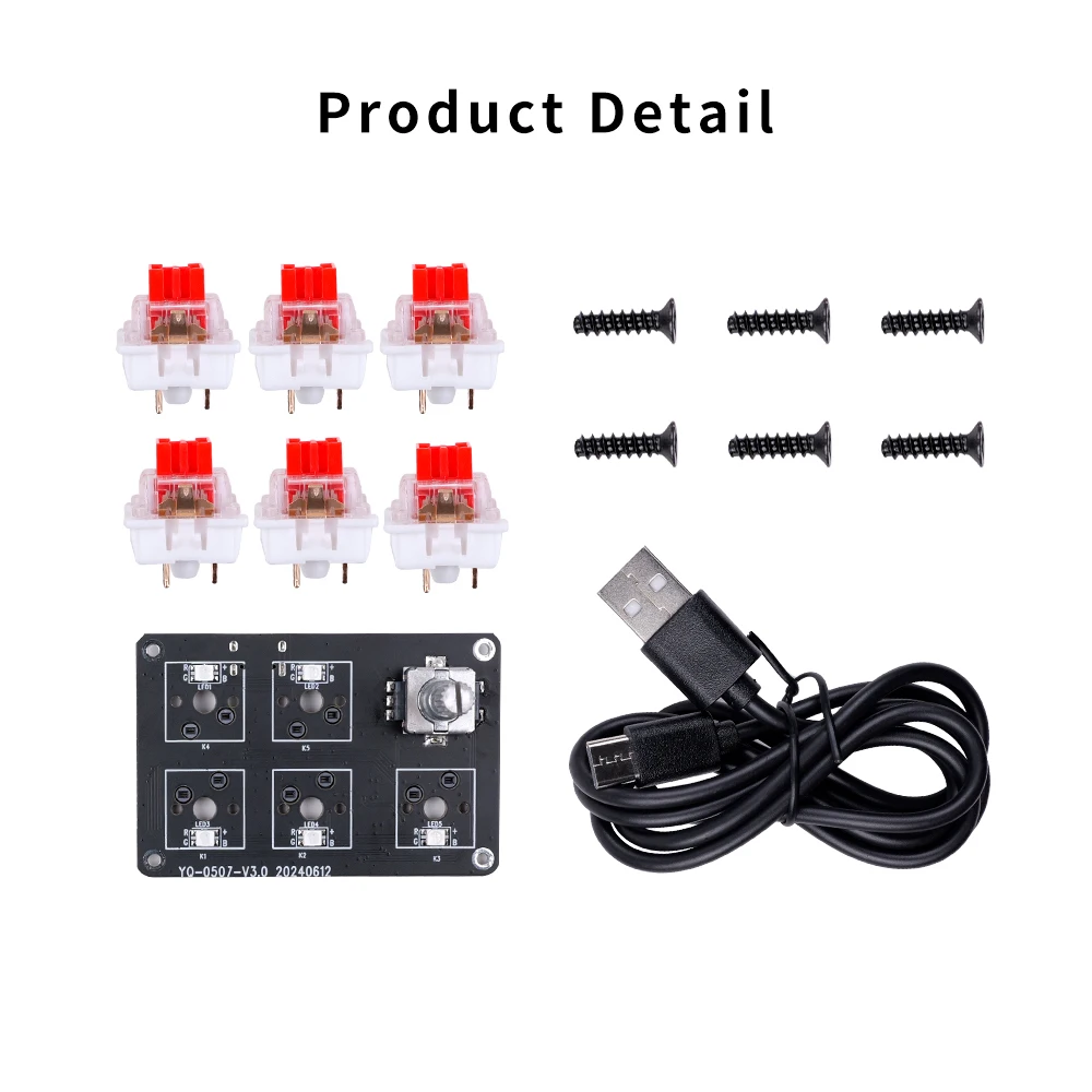 5 teclas de impressão 3D modelo criativo módulo de componentes de teclado macro personalizado componente DIY