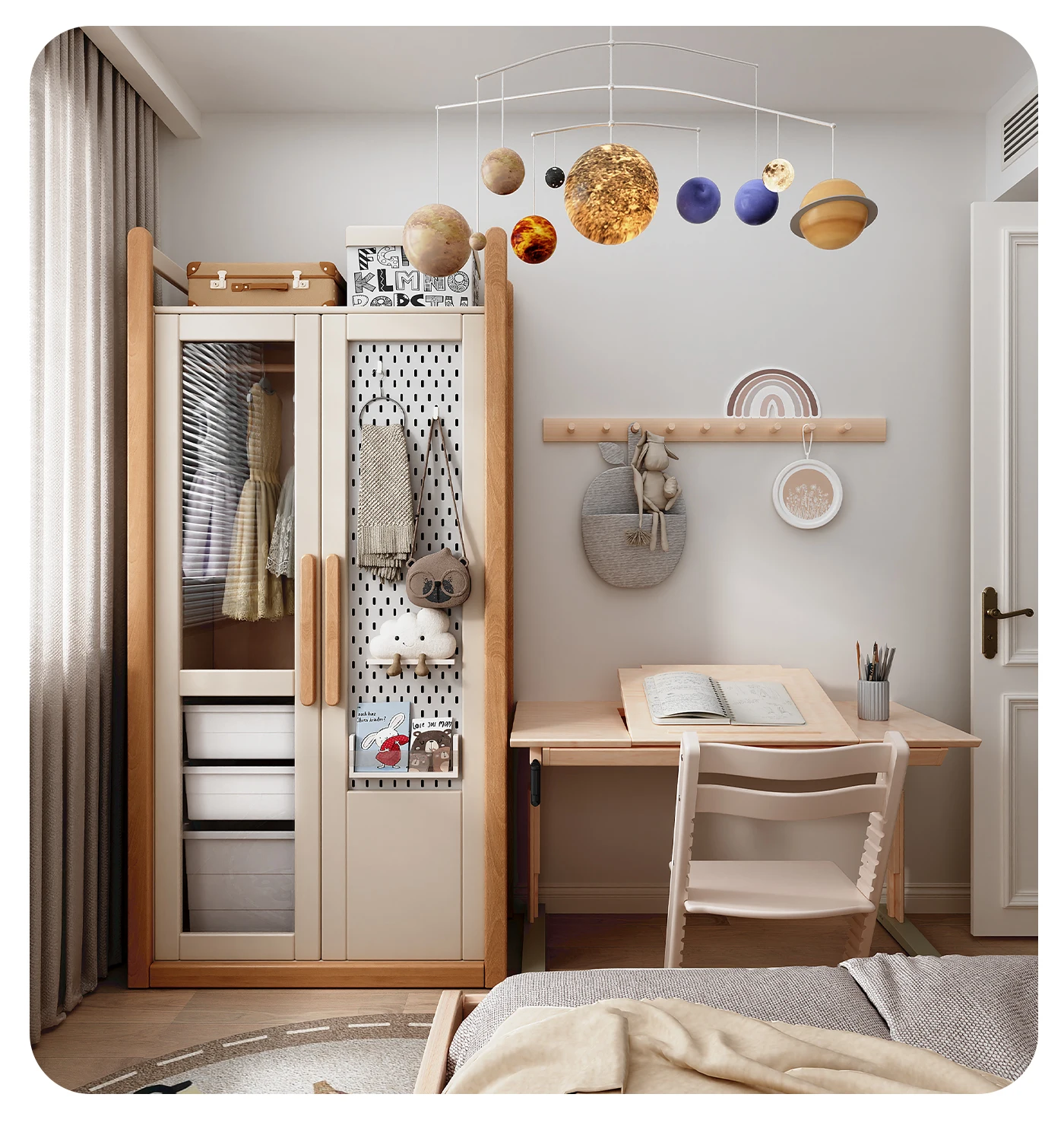

Children's solid wood short and narrow small wardrobe household bedroom toy storage cabinet storage rack multi-functional