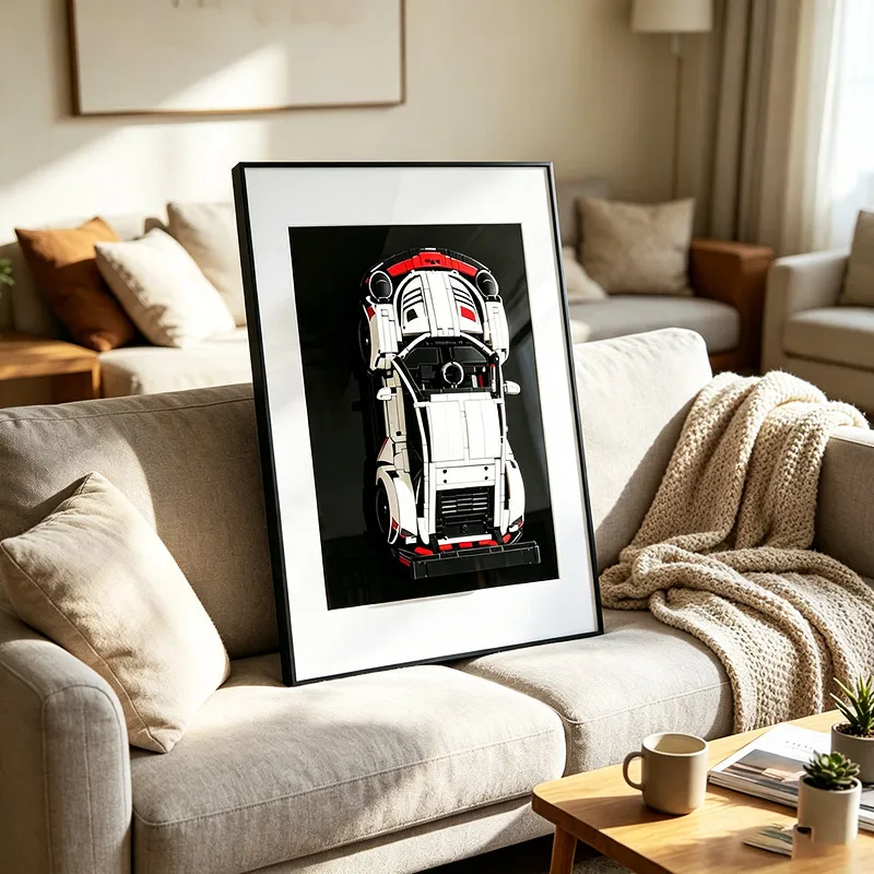 Wall-Mount Display Frame Compatible with LEGO Technic 42096 Porsche 911RSR Race Car Building Block Model, Adult Collectible Gift
