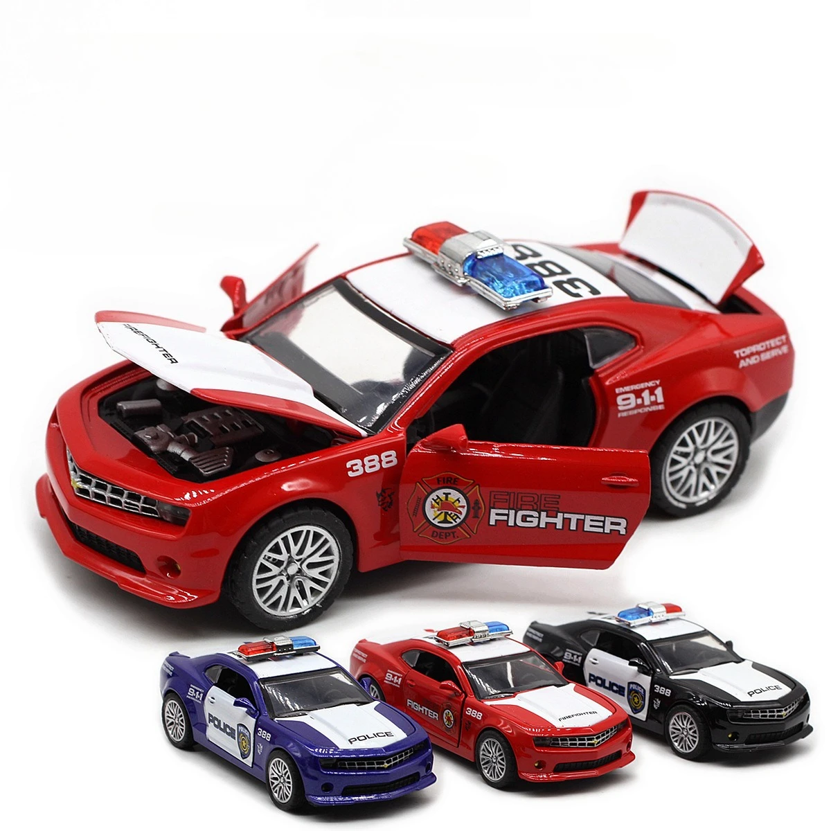 1:32 레트로 경찰차 소방차 모델 합금 자동차 다이캐스트 금속 클래식 장난감 모델 풀백 기능 차량 어린이 선물