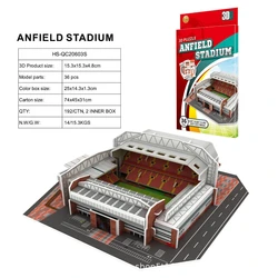 3D football field paper jigsaw puzzle Stadium building model，The Perfect Gift for Liverpool fans