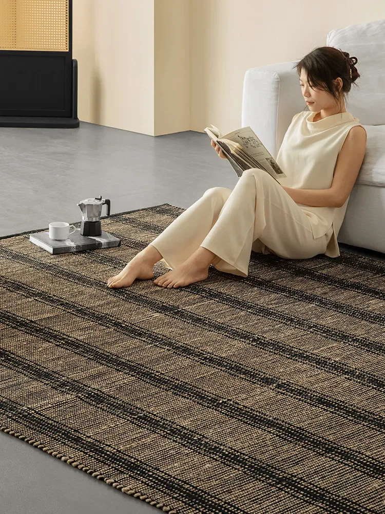 CX carpet hand-woven jute carpet zero glue retro living room home floor mat