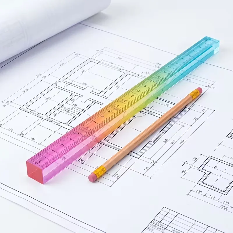 Bunter Würfel mit geraden Kanten – Geometrisches Zeichenwerkzeug – Zeichen- und Messwerkzeug für den Schreibtisch – Detail 1