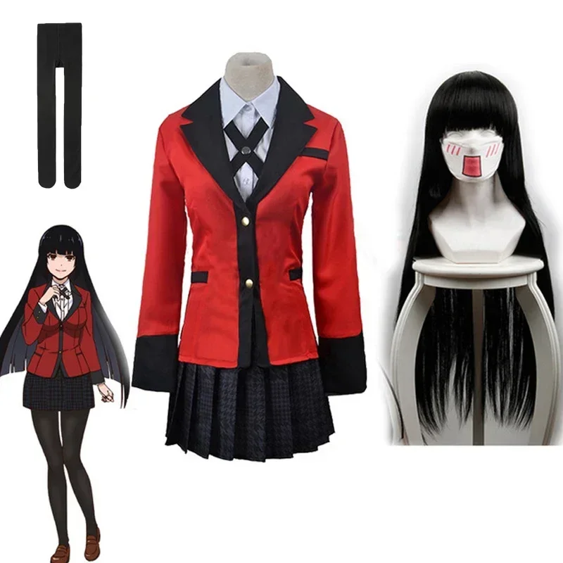

Anime Jabami Yumeko Cosplay Costume Women Girls Halloween Igarashi Sayaka Gambling JK School Uniform