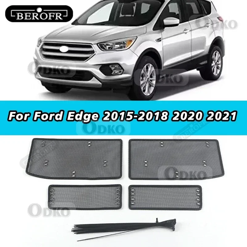 

For Ford Edge 2015-2018 2020 2021 Insect Net Racing Grills Sequins Water Tank Protective Net Cover Panel Decoration