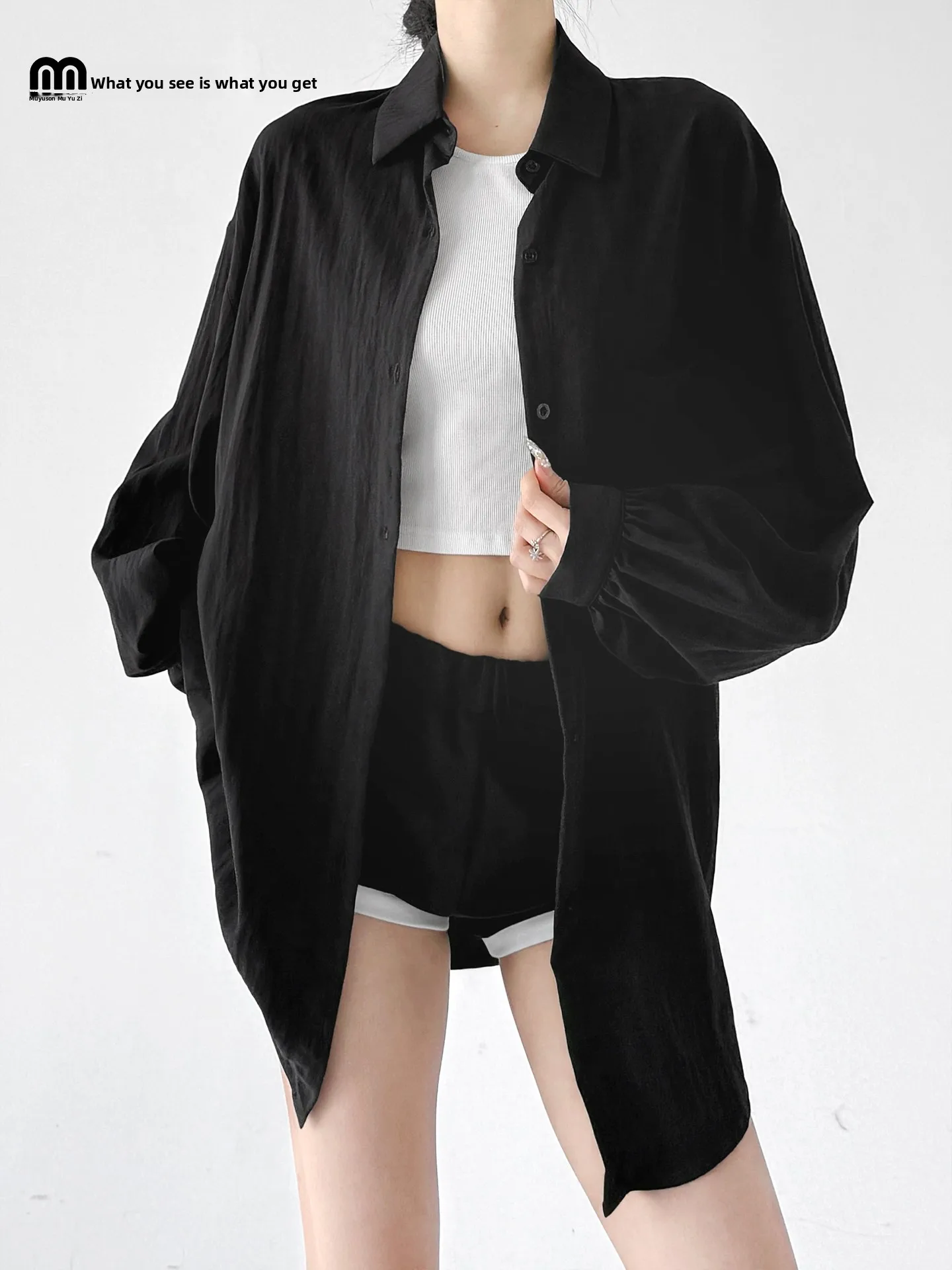 

Black Oversized Shirt Women's Summer New Style Ladies Sun Protection Clothing Lazy Style Sunscreen Outerwear Fashionable Comm...