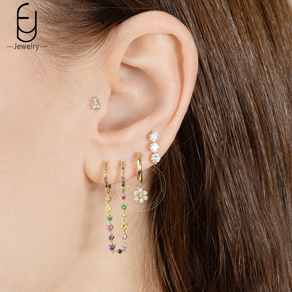 Pendientes de plata de ley 925 con forma de flor para mujer, aretes elegantes con cadena de Metal, joyería de lujo para boda, regalos