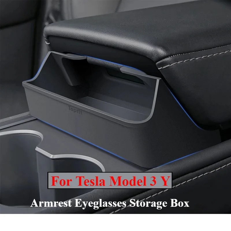 

For Tesla Model 3 Y Car Central Control Armrest Glasses Holder Case Sillicone Sunglasses Storage Box Auto Interior Accessories