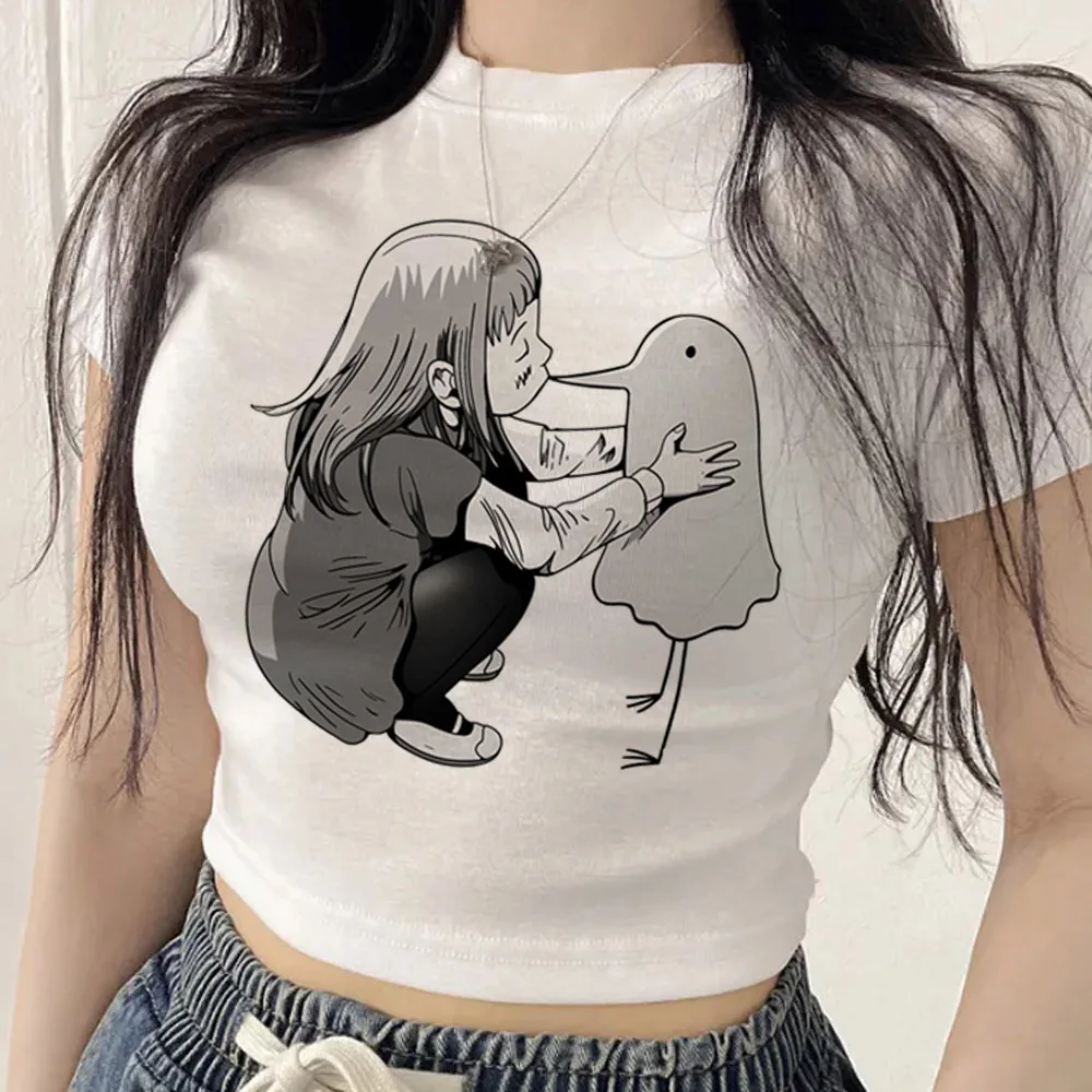 Oyasumi Goodnight Punpun cropped top shoujo japan streetwear kawaii gothic tshirt harajuku japanese kawaii grunge korean fashion