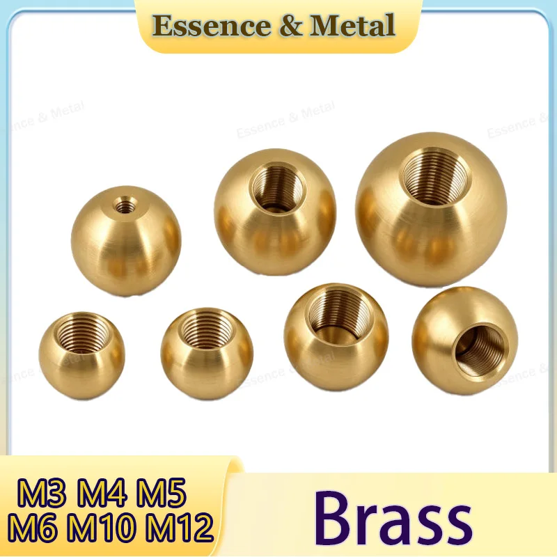 Brass Threaded Balls M3 M4 M5 M6 M10M12 Solid and Semi-Hollow Pure Copper Balls Blind-Hole Female Threaded Balls Decorative Nuts
