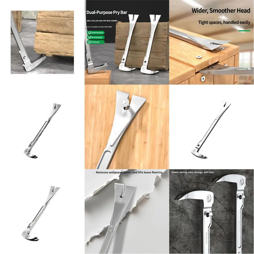  Professional Steel Paws Hammer And Pry Bar Set For Woodworking With Ergonomic Grip And Nonslip Handle