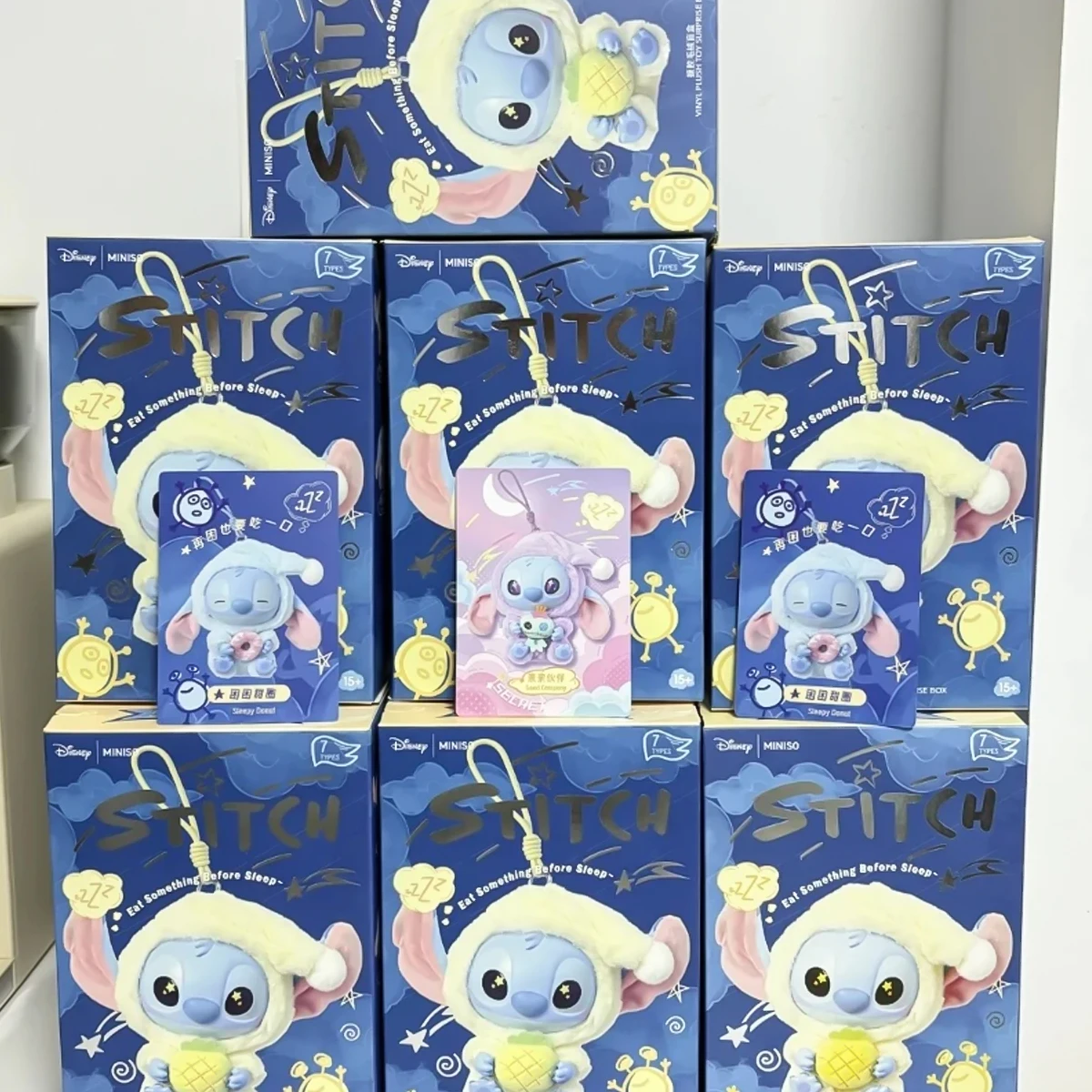 Nuevo Stitch Eat Algo Antes del Dormir serie caja ciega muñecos de peluche colgante lindo adorno de muñeca caja misteriosa juguetes sorpresa regalos
