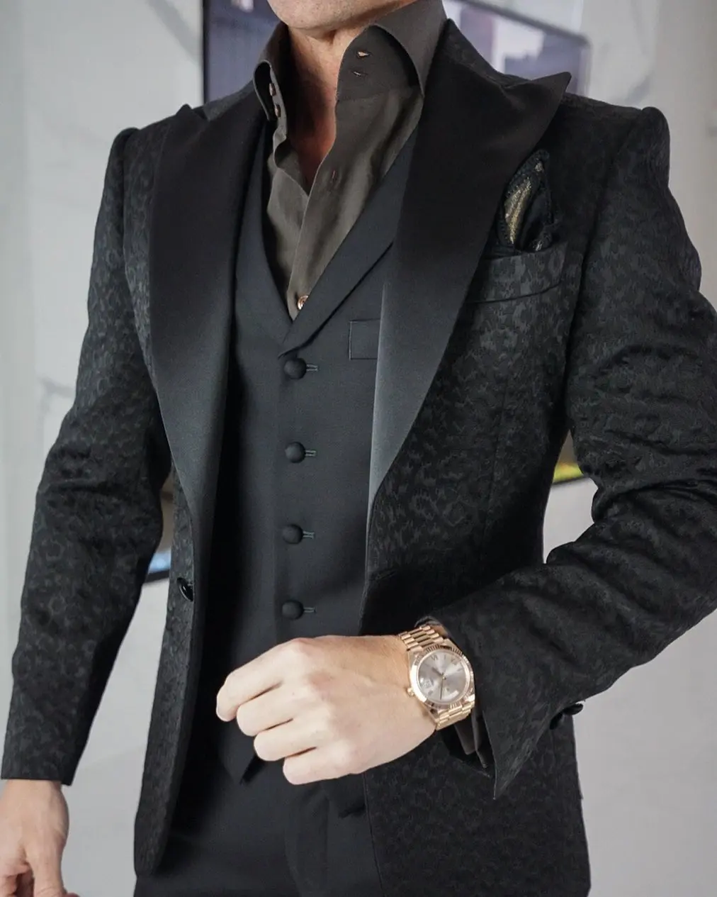 Wedding Tuxedo Suit for Men Modern Serpentine British Style Jacket+Vest+Pants Formal Party Outifts Customize Fashion 3 Pcs