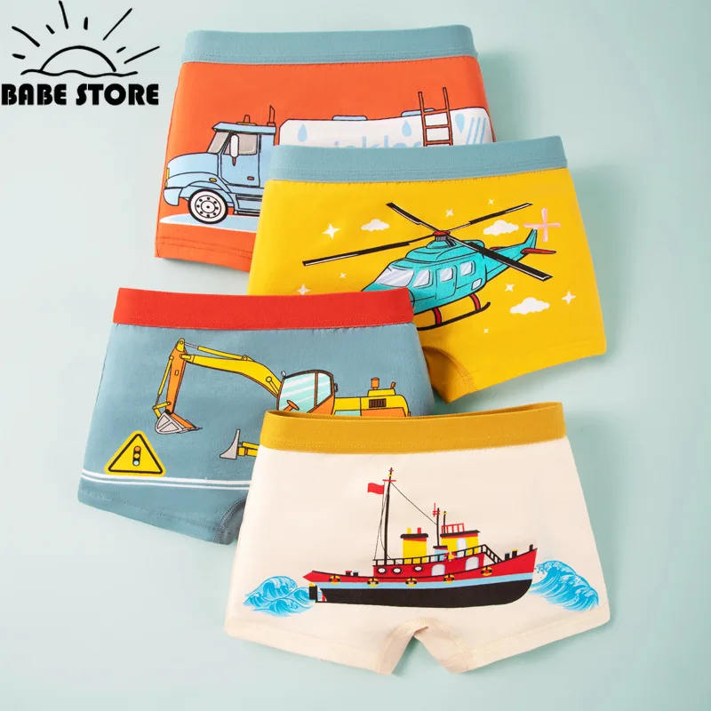 Hot Boxer Shorts Kids Class A Cotton Boxer Underpants Soft Skin-friendly Fabric Cute Cartoon Underwear Boy Shorts for Boys