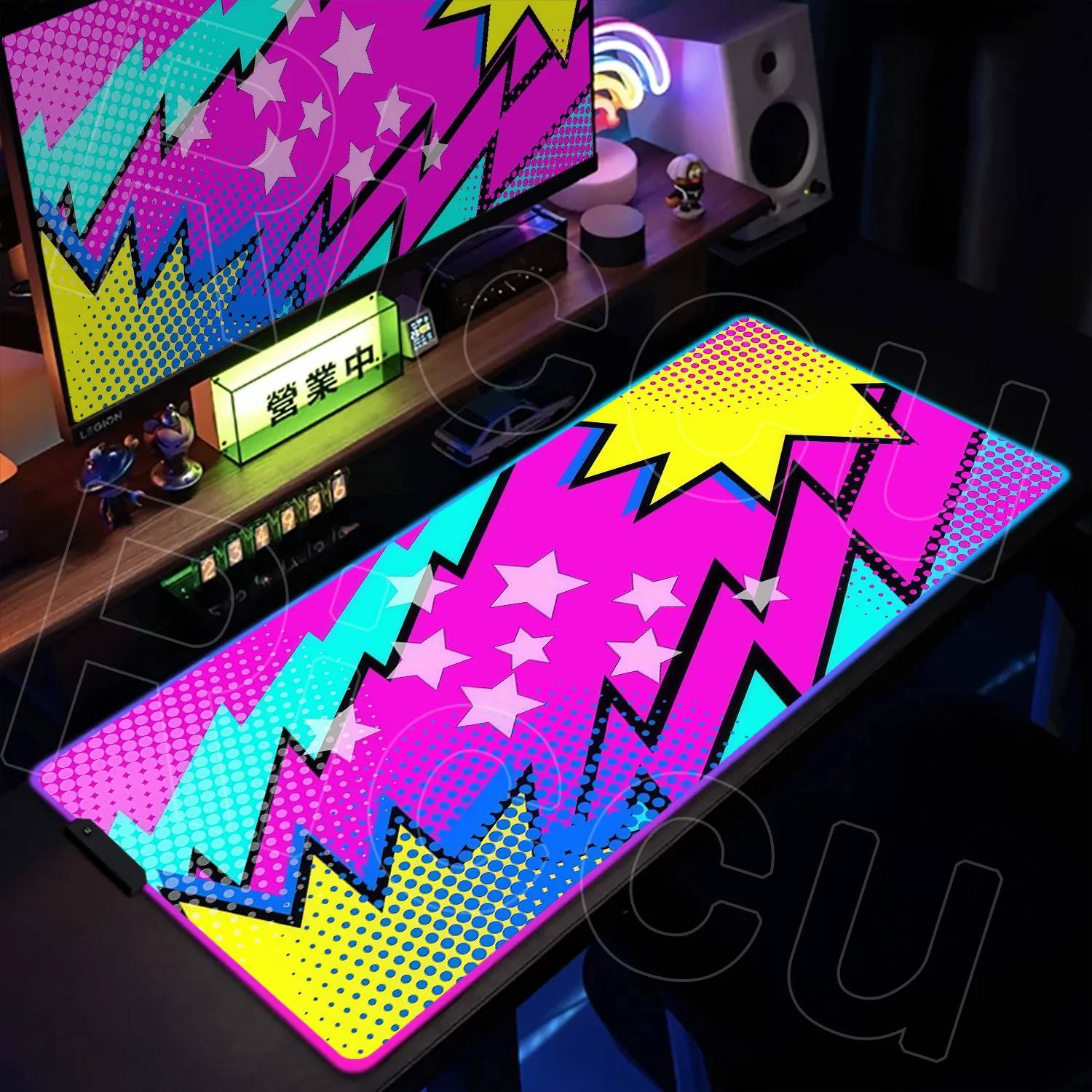 

HD RGB 400X900MM visual explosion effect Comics XXL Anime Gamer Mouse Pad Desk Mat Rubber PC Accessories Gaming LED xpansion Mat