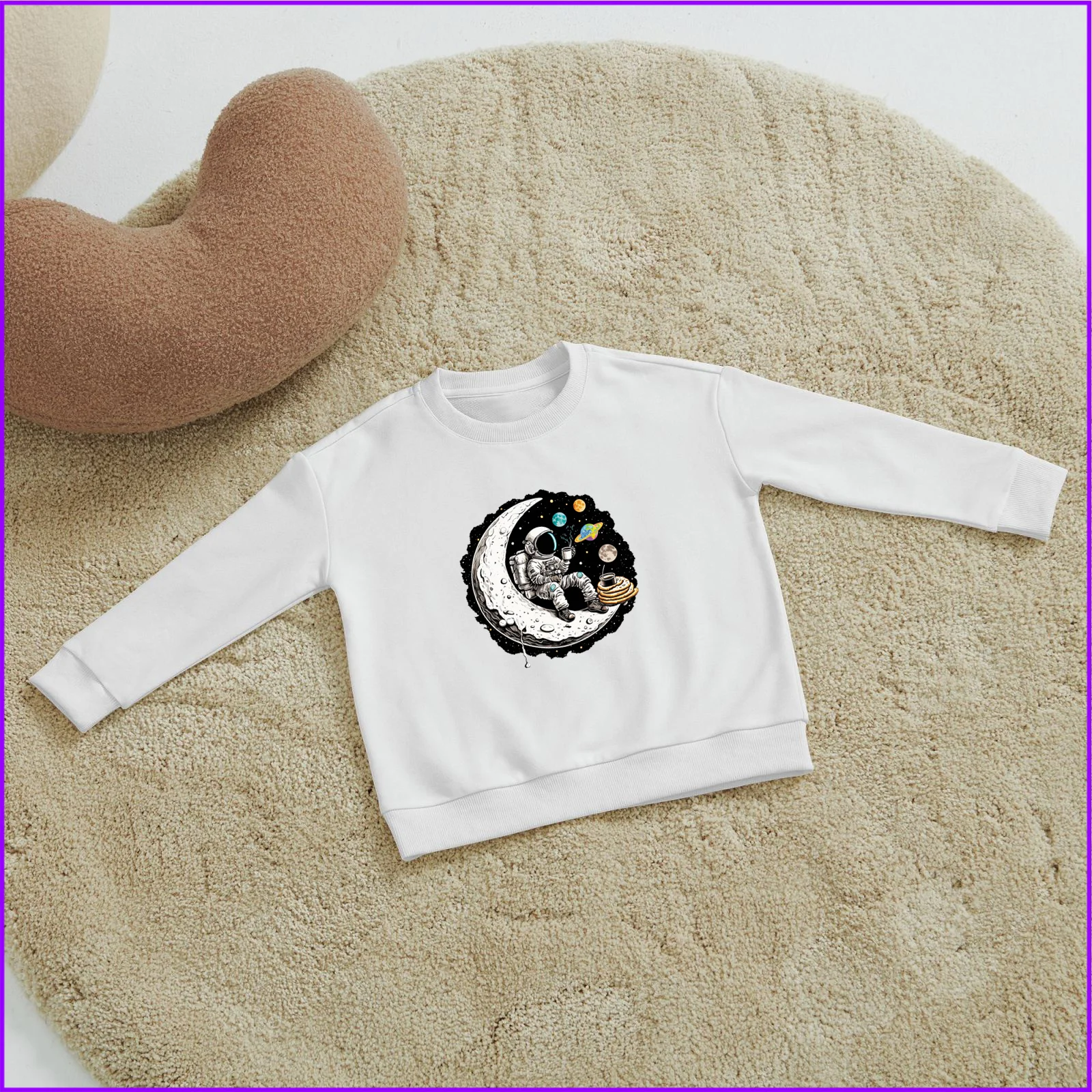 Astronaut Sitting On The Moon Drink Coffee Yhb949a Kids Boys Girls Hoodies Sweatshirts Teen Clothes Rainbow Friends High Nightma