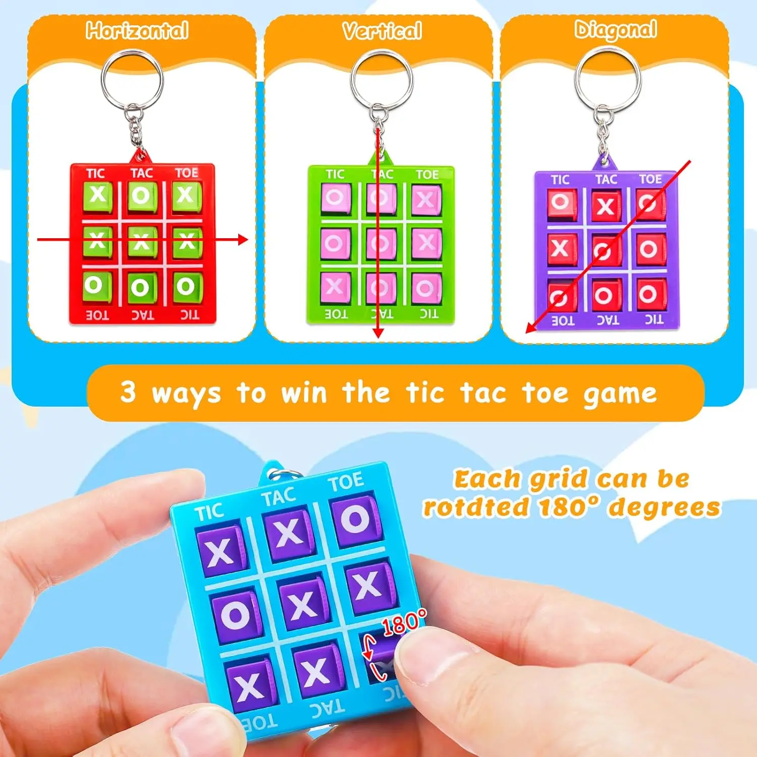 1/8pcs Tic Tac Toe Game Kids Educational Toy with Keychain Birthday Party Gift Goodie Stuffers Bag Pinata Filler Classroom Prize view 5