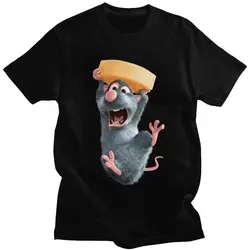 男性用ratatouilleアニメーション半袖Tシャツ、コットンTシャツ、カジュアルトップ、ギフト