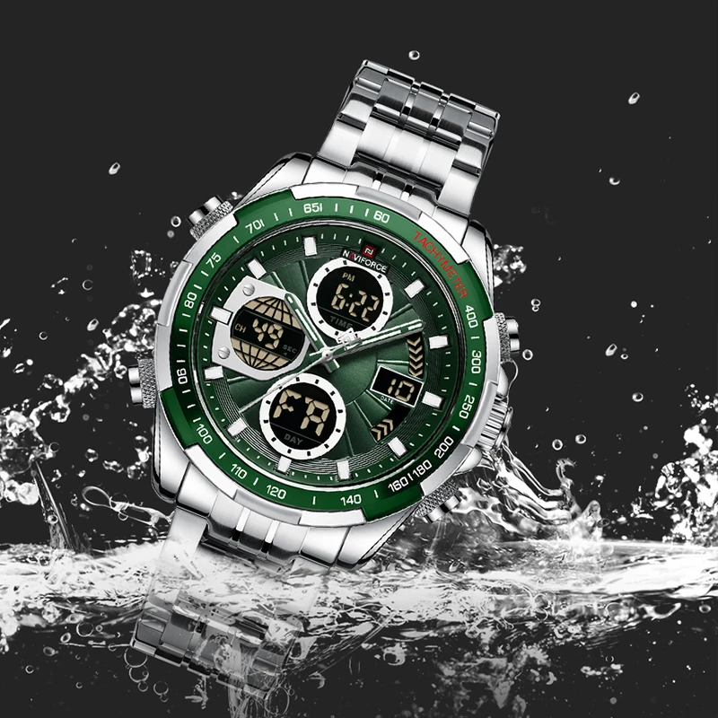 NAVIFORCE جديد رجال الأعمال الساعات التناظرية الرقمية الرياضة مقاوم للماء ساعة معصم مضيئة الكوارتز الذكور ساعة Relogio Masculino