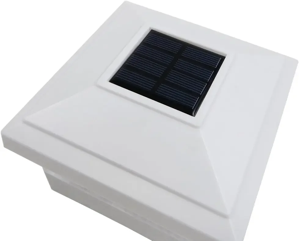 Outdoor Garden 5 x 5 Solar LED Post Deck Cap Square Fence Light Landscape Lamp Lawn PVC Vinyl Wood