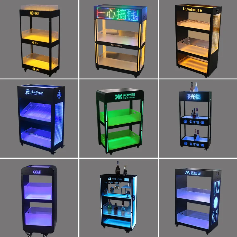 

Bar KTV luminous wine cabinet LED three-layer foreign wine paint display removable champagne wine with w