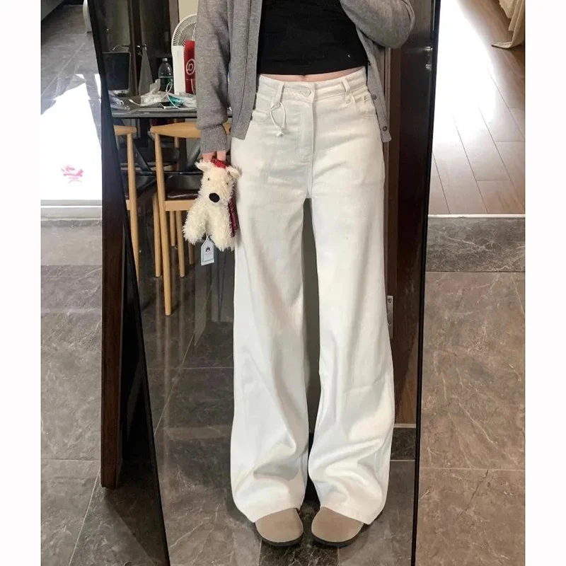 Hot Sale Female High Waist Solid Jeans Girls Thin Straight Leg Denim Pants Women Korean Ins Fashion Casual Trousers