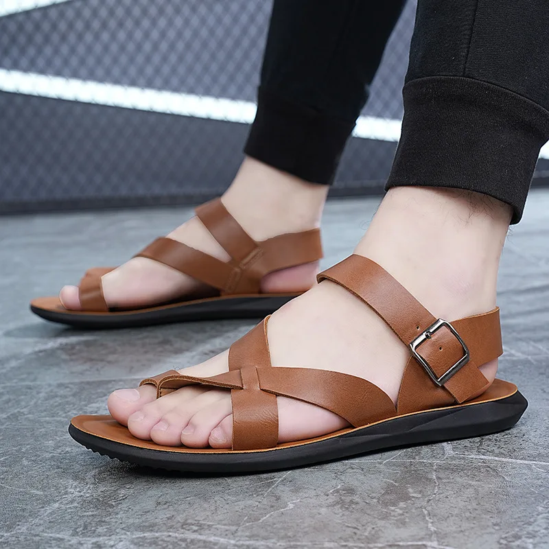 Sommer Herren Rom Echtleder Römische Sandalen Gladiator 2024 Sandalias Romanas Hombre Flache Sandalen Dropshipping