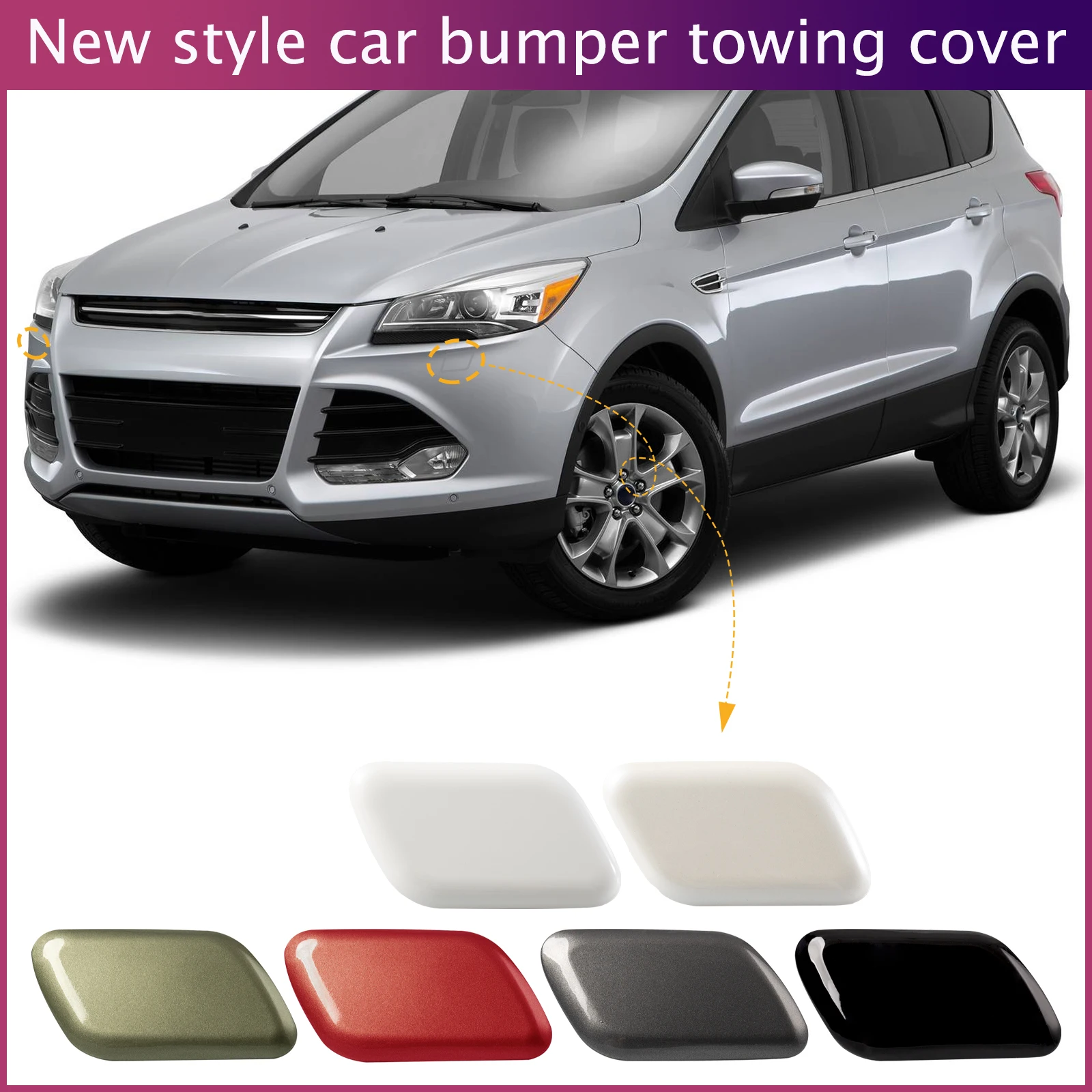 

Front Bumper Headlight Headlamp Washer Jet Spray Nozzle Cover Cap For Ford Escape Kuga 2013-2016 Car Accessories