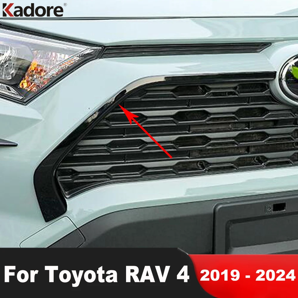 For Toyota RAV4 RAV 4 LE XLE Hybrid 2019-2021 2022 2023 2024 Black Front Grille Grills Cover Trim Molding Strip Car Accessories