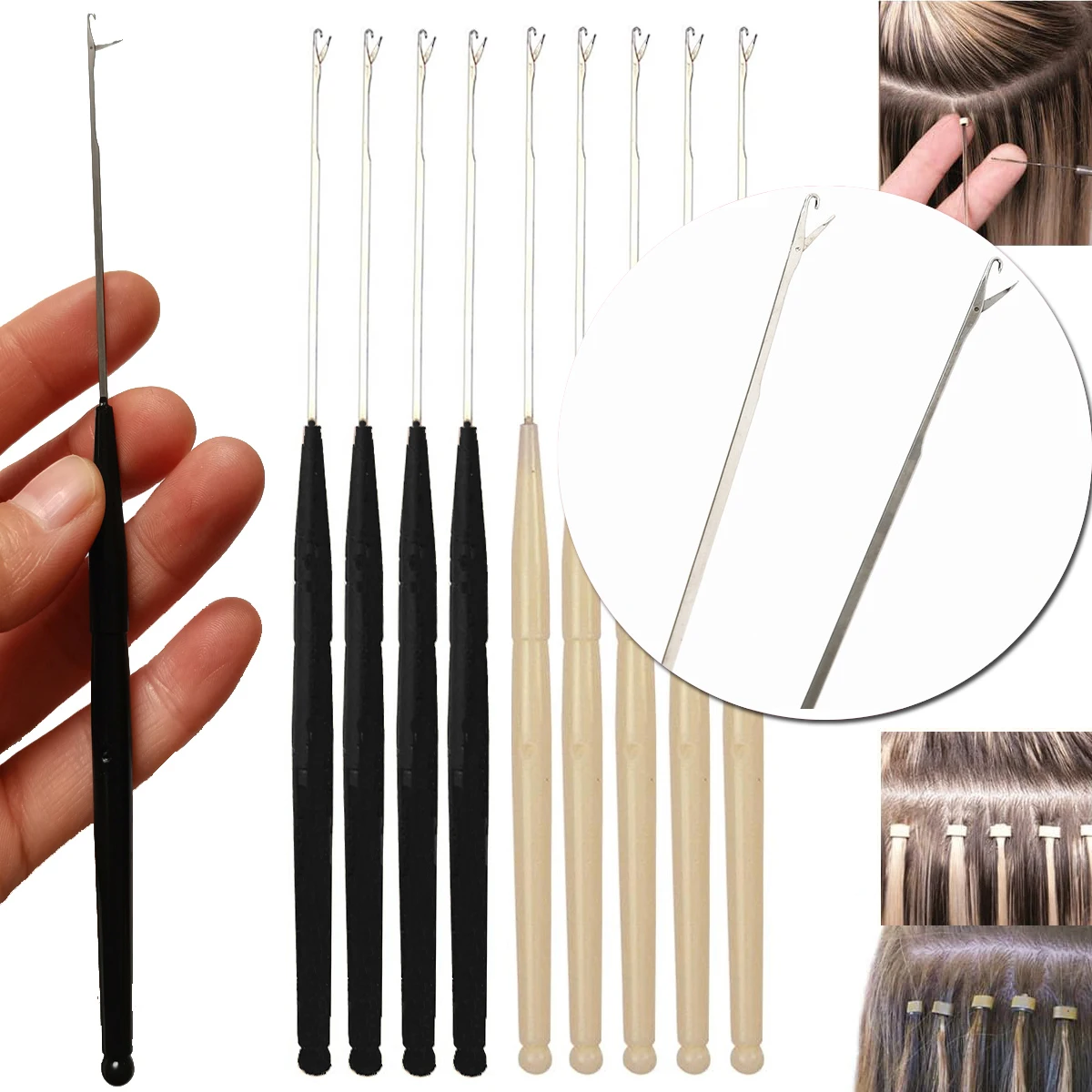 10Pcs Plastic Knitting Crochet Needles For Jumbo Braidings Twist Weaving Hair Dreadlock Micro Latch Hook Extensions Tools