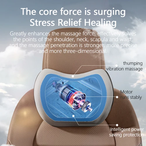 Imagen 2 del producto Reposacabezas Lumbar individual eléctrico para coche, masaje de vibración, soporte Lumbar, almohada para el cuello, cojín Lumbar, asiento de coche Interior