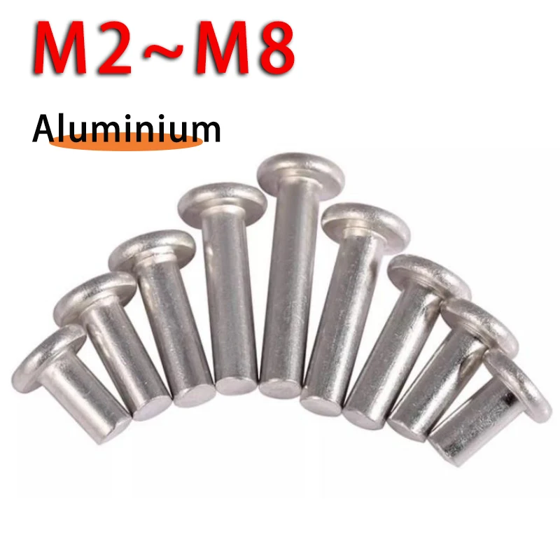 10-200pcs Aluminium Solid Rivet Flat Head Hand Percussion Punch Self-plugging Knock Fixed Rivets M2 M2.5 M3 M4 M5 M6 M8 GB109