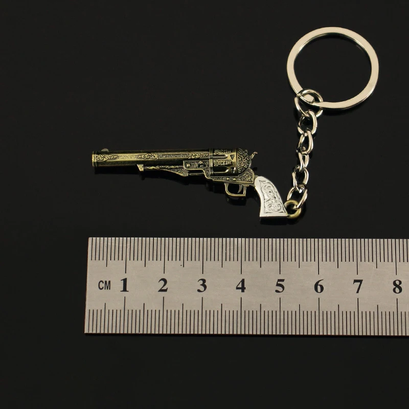 6CM Mini Gun Model Keychain M1851 Model Jewelry Weapon Metal Pendant Key Chain Bag Car Key Holders Gift For Kids Men