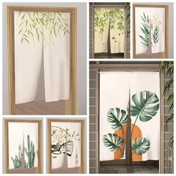Plant Simple Sense Style Printed Japanese Door Curtain Partition Kitchen Doorway Drapes Restaurant Noren Hanging Half-Curtain