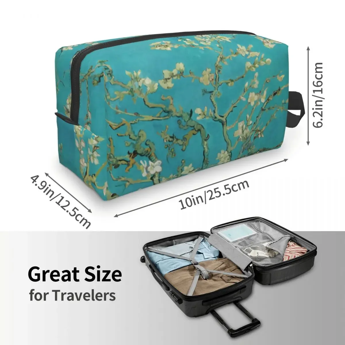 Almond Blossoms Vincent Van Gogh Cosmetic Bag Cute Large Capacity Art Flowers Painting Makeup Case Beauty Storage Toiletry Bags