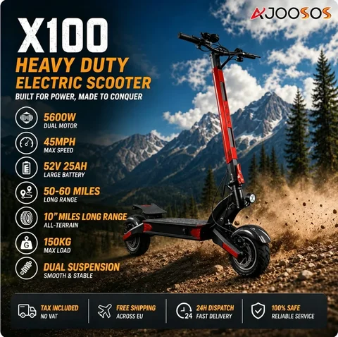 Heavy Duty Electric Scooter for Adults 5600W Dual Motor 45MPH Fast Scooter 150KG Load Capacity 10 Inch Tires Foldable E Scooter