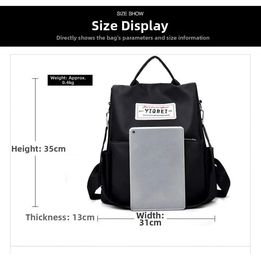 Wasserdichter Oxford-Rucksack mit hoher Kapazität, Diebstahlsicherer, leichter Reise-Tagesrucksack, einfarbig, vielseitige Umhängetasche für Damen – Detail 1