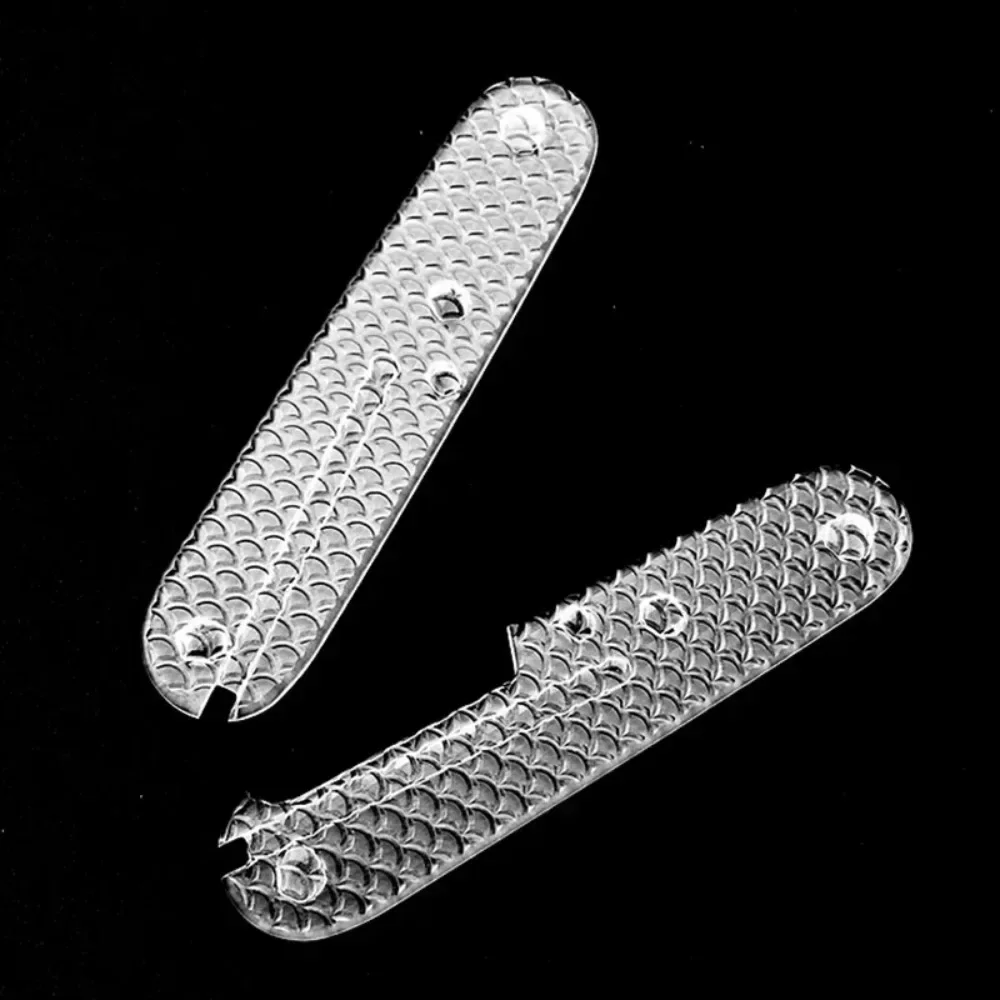 Clear Scale Pattern Acrylic Scales 1 Pair, Anti‑Slip DIY Handle Replacement for 91mm Swiss Army Knives