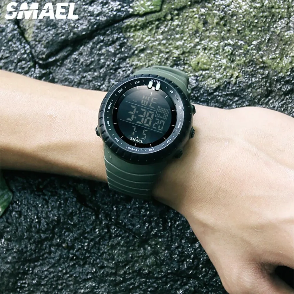 SMAEL Brand Men Electronics Watch Outdoor Sports Waterproof Big Dial Digital LED Alarm Digital-watch 1237 Sport Watch