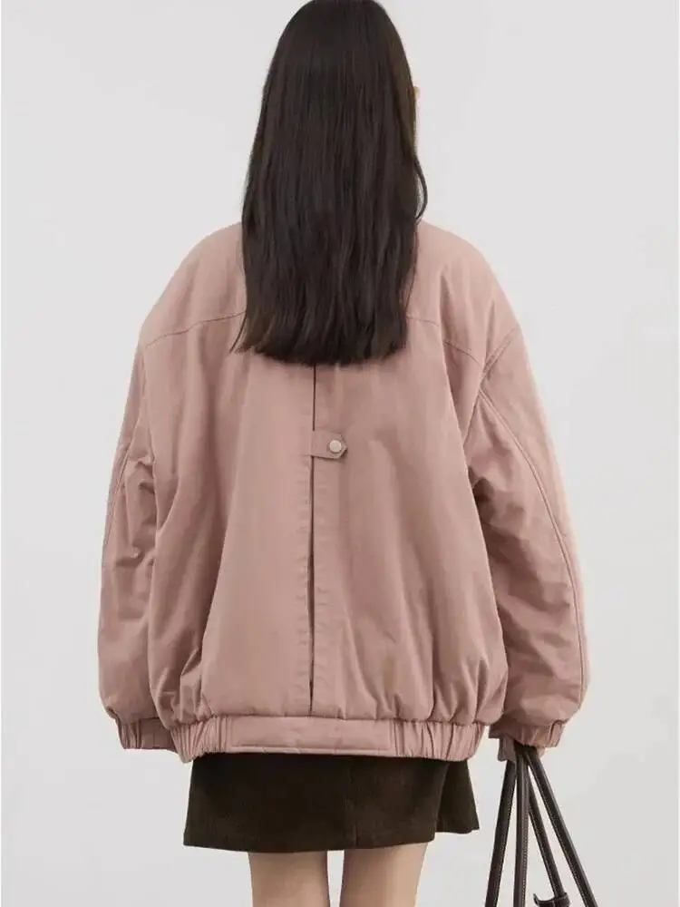 UMI MAO แฟชั่นผู้หญิงเสื้อหลวมสบายๆผ้าฝ้ายหนาเสื้อแจ็คเก็ตหญิงเสื้อ Workwear ฤดูใบไม้ร่วงฤดูหนาว Y2K