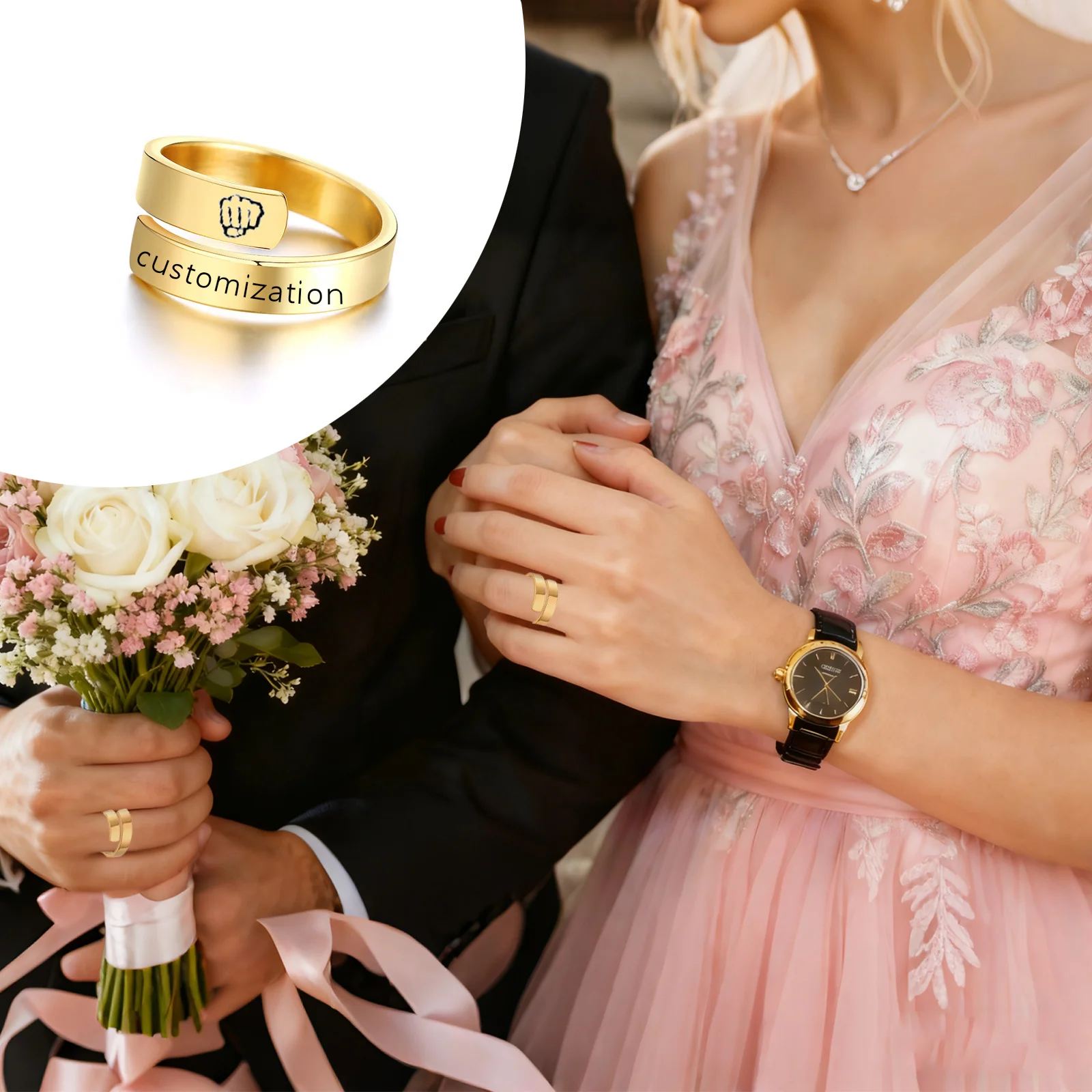 

Unique Customizable Rings Party Accessories Hypoallergenic Stainless Steel Personality Jewelry Gifts Open Rings for woman man