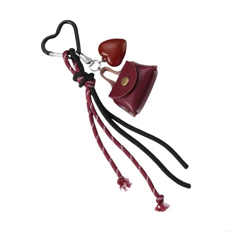 

634C Elegant Heart Tassels and Bows Keychain Ornament Bag Charm for Handbags Backpacks and Car Interior Decoration
