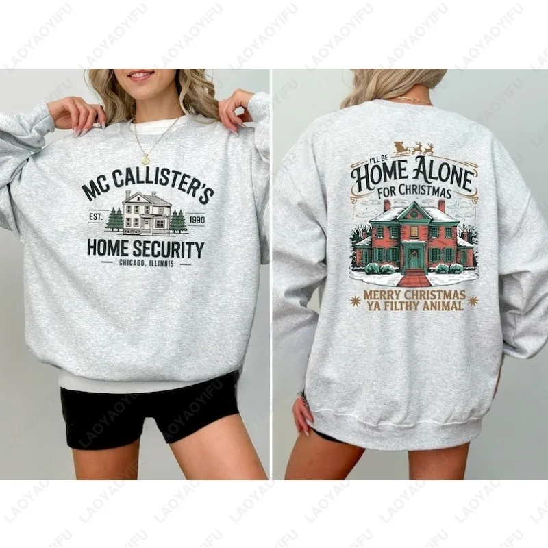 

McCallister Home Security Christmas Men Women Pullover Funny Home Alone Movie Sweatshirt Holiday Party Festival Unisex Hoodie