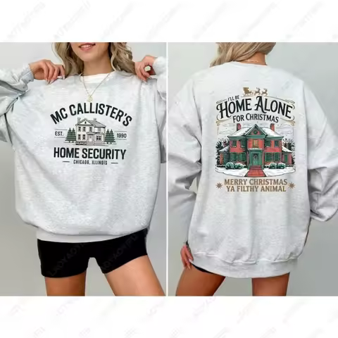 McCallister Home Security Christmas Men Women Pullover Funny Home Alone Movie Sweatshirt Holiday Party Festival Unisex Hoodie