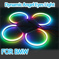 RGBW multi-color Remote Control Ring DRL Cotton LED Angel Eyes Kit For BMW 3 5 7 Series E46 E39 E38 Revolving Dynamic Light