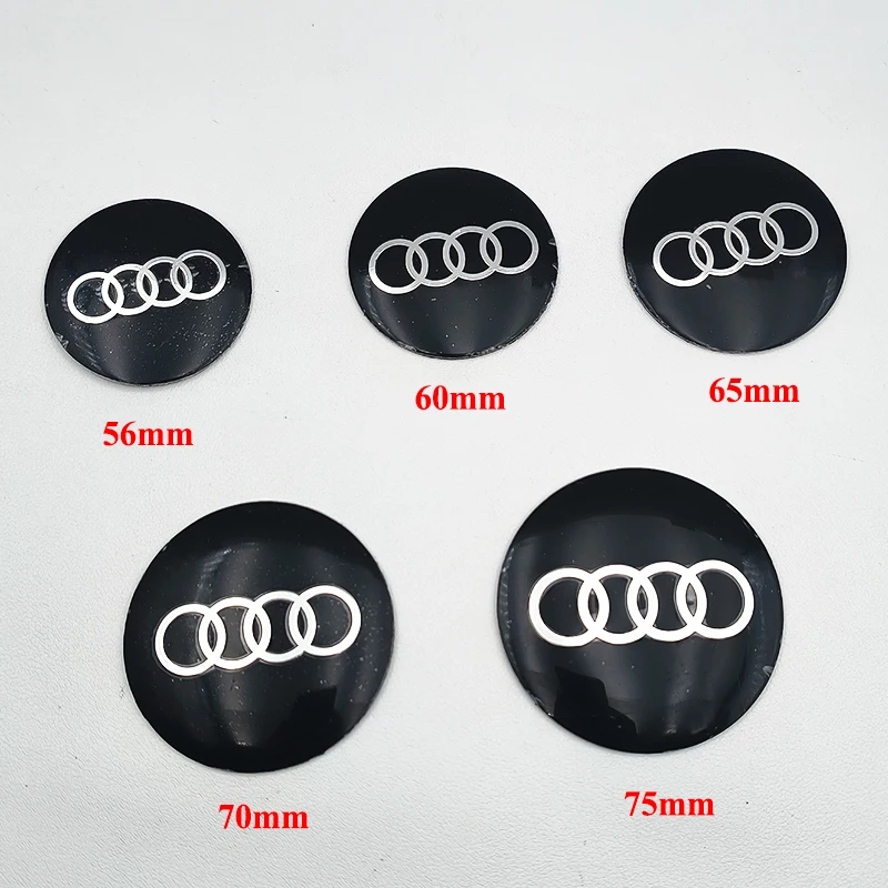 4pcs 56mm 60mm 65mm 70mm 75mm Logo Audi Emblem Sticker Car Badge For Audi A1 A3 A4 A5 A6 Q2 Q5 Q7 Q3 S3 S4 S5 S6 TT Accrssorie