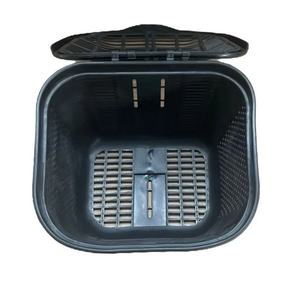 Large Capacity Electric Vehicle Basket Bag Thickened Plastic Mountain Bike Basket with Lid Black Plastic Storage Basket