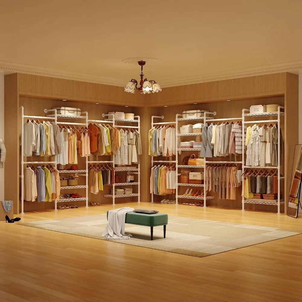 H4 Wall Mounted Closet System, Expandable Industrial Pipe Clothing Rack image 5