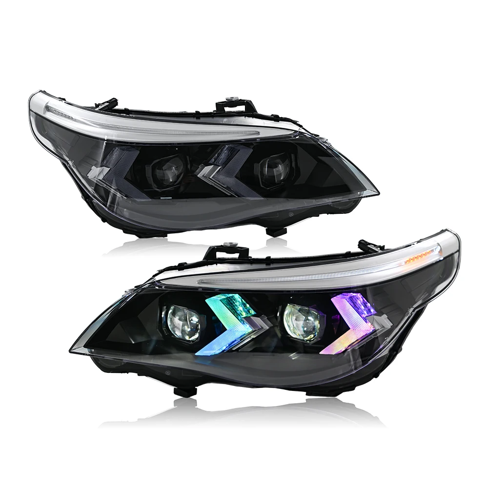 

RGB Headlights For BMW E60 E61 2005-2007 2008-2010 5-Series LED one Pair of Front Lamp Auto Accessories Projector Car Light